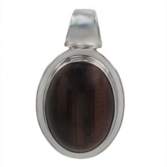 Oval Red Tiger Eye Pendant, Sterling Silver